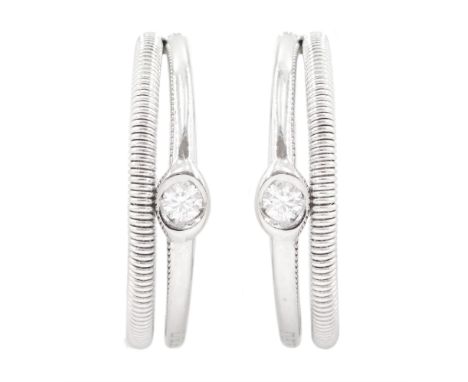 Marco Bicego pair of 18ct white gold diamond hoop stud earrings, hallmarkedCondition Report:Approx 3.95gm, length = 16mm, goo