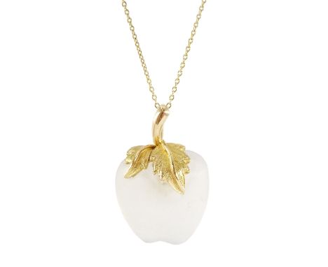 14ct gold crystal apple pendant, on 9ct gold link chain necklaceCondition Report:Pendant approx 5.8gm, length = 2.7cm x width