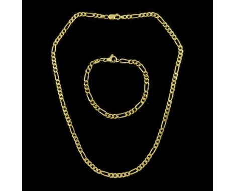 18ct gold Figaro link chain necklace and a similar 18ct gold bracelet, both stamped 750Condition Report: Approx 13.4gm, lengt