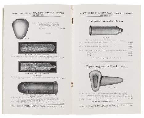 NO RESERVE Trade Catalogue.- Gordon (Henry) High-Class Medical and Rubber Goods, Preventatives, &amp;c., 16pp., original prin