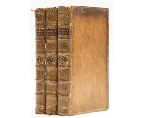 Congreve (William) The Works, 3 vol., engraved portrait frontispiece and 5 plates, cracked hinges, contemporary calf, sympath