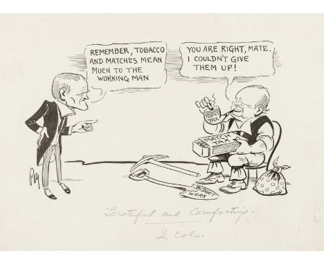 δ Churchill.- Fearon (Percy Hutton) "Poy". Grateful and Comforting, pen and ink cartoon, an Philip Snowden dressed in morning