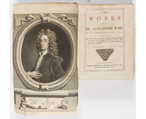 Pope (Alexander) The Works, first edition, first issue of the quarto edition, half-titles, folding portrait frontispiece of P