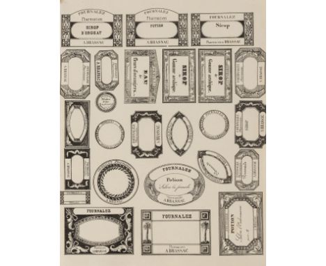 Medicine.- Uncut sheet of chemist's labels, lithograph, 210 x 28 mm (8 ¼ x 11 in.), Fournalez, pharmacien a Brassac (Tarn), c