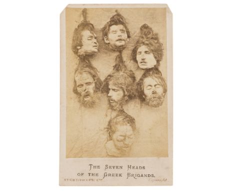 Greece.- Dilessi murders.- The Seven Heads of the Greek Brigands, carte-de-visite albumen print on card mount, top corners cl