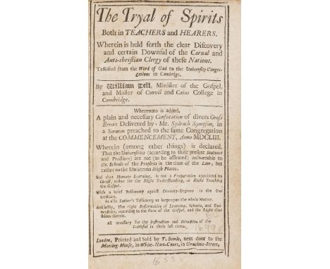 Dell (William) The Tryal of Spirits both in Teachers and Hearers, third edition, a little foxed, cropped shaving a few side-n