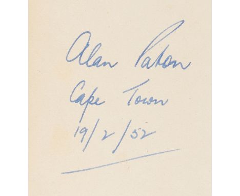 Paton (Alan) Cry, the Beloved Country, first American edition, signed by the author on front free endpaper and dated 19/2/52,