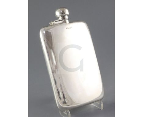 An early 1990's large silver pocket flask, maker. WB, Birmingham, 1991, 22.1cm, 17.7 oz.