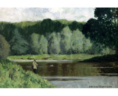 Norman Wilkinson (1878-1971)oil on canvasFly fisherman beside a riversigned14 x 20in.