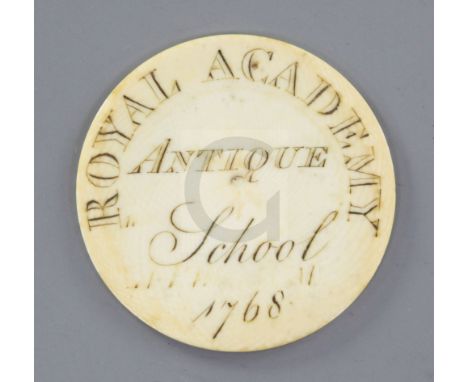 An early 19th century ivory Royal Academy Antique School ticket, for Henry Garling, November 24th 1815, diameter 2in.