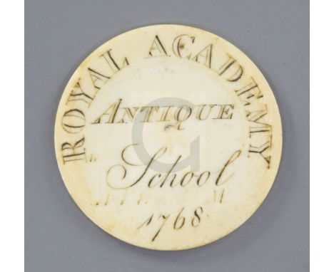 An early 19th century ivory Royal Academy Antique School ticket, for Henry Garling, November 24th 1815, diameter 2in.