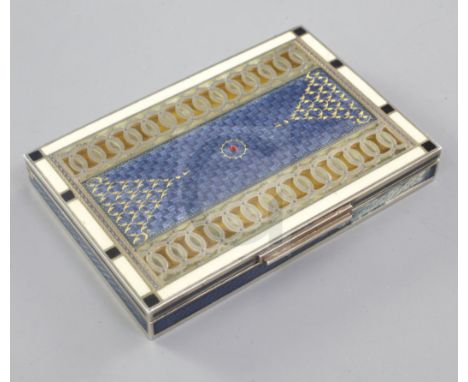 A good quality 1920's Austrian 935 standard silver gilt, plique-a-jour and polychrome enamel rectangular box, with gilt decor