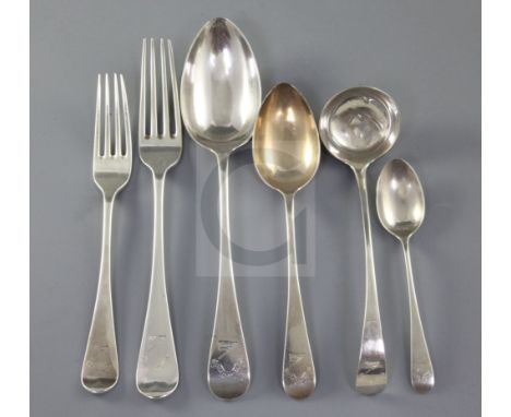 A part canteen of late Victorian silver Old English pattern flatware, by Martin, Hall & Co, comprising seventy one items, wit
