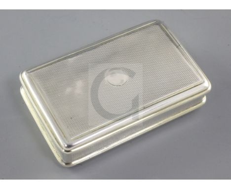 A George III silver snuff box, by William Eley II, hallmarked London 1812, of rectangular form, with engine turned decoration
