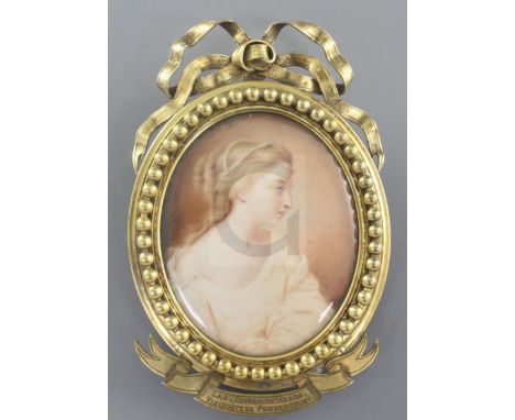 19th Century English Schooloil on ivoryMiniature portrait of Lady Catherine Wingfield, Viscountess Powerscourt (c.1766-1793)3