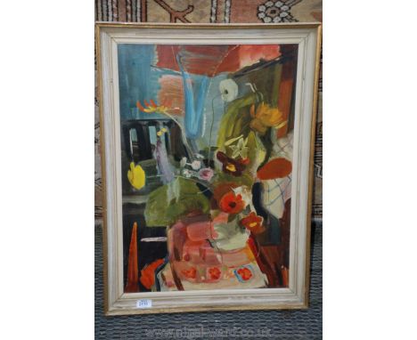 An Ivon Hitchens Lithograph 1958: Flower Composition, label on reverse; Collection Howard Bliss, London, in original frame