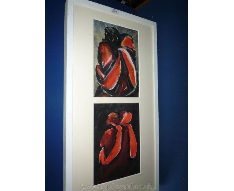 A large mounted, double side Symbolist Abstract figures in light filled space, on reverse is ''Oxford School of architecture'