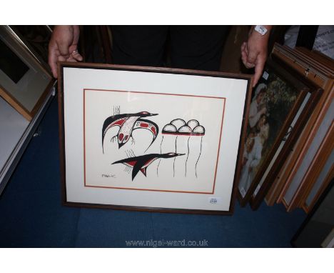 A Martin Panamick (Native American) Birds in Flight screen print