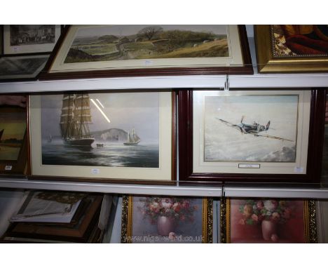 A framed and mounted Print 'Lone Patrol' by Kevin Walsh together with a Print of 'The Lady Isobel' by Roger Descoutter
