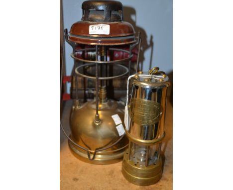 A miner's safety lamp, British Coat Mining Company Wales; a Tilley lamp (2)