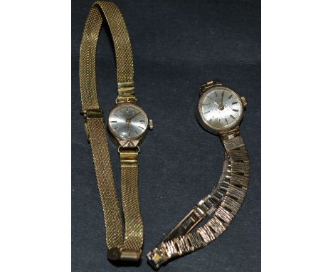Watches - a lady's 9ct gold Rotary wristwatch, 9ct gold strap; another, Avia rolled gold bracelet, 25.7g gross (2)