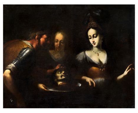 Gregorio Preti,1603 Taverna, Catanzaro – 1672 RomSALOME&nbsp;ERHÄLT DAS HAUPT JOHANNES DES TÄUFERSÖl auf Leinwand. Doubliert.