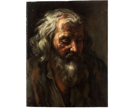 Pier Francesco Mola, 1612 Coldrerio – 1666 Rom, zug. PORTRAIT EINES ALTEN MANNESÖl auf Papier auf Holz.45,5 x 35,5 cm.Ungerah
