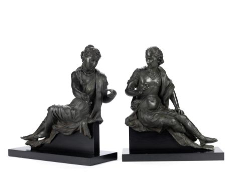 Darstellung eines Mannes und einer FrauCa. 52 x 50 cm.Österreich, 17. Jahrhundert oder später.In Bronze gegossen und patinier