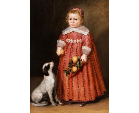 Jacob Gerritsz. Cuyp, 1594 Dordrecht – 1651/52 ebendaPORTRAIT EINES KINDES MIT APFELZWEIG UND SITZENDEM HUNDÖl auf Holz.102 x