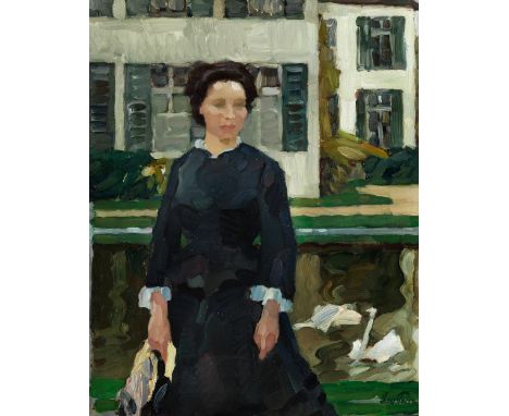 Leo Putz, 1869 Meran – 1940 ebendaBILDNISÖl auf Leinwand.63 x 52 cm.Rechts unten signiert „Leo Putz“, verso alter Aufkleber m