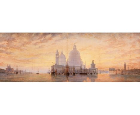 Franz Richard Unterberger, 1838 Innsbruck – 1902 NeuillyBLICK AUF SANTA MARIA DELLA SALUTEÖl auf Leinwand.60,5 x 150,5 cm.Lin