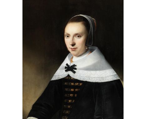 Anthonie Palamedesz, 1601 Delft – 1673 AmsterdamBILDNIS EINER JUNGEN HOLLÄNDERIN, 1654Öl auf Eichenholz.66,5 x 59,5 cm.Links 