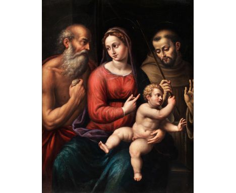 Giovanni Battista Ramenghi,genannt „Il Bagnacavallo“, 1521 – 1601MARIA MIT DEM KINDE, DEM HEILIGEN HIERONYMUS UND DEM HEILIGE
