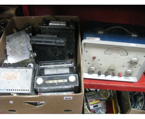 A Quantity of Vintage Car Radios, including Sharp, Pye, Phillips, Radiomobile, Elpico:- One Box. Advance A.F Generator Type J