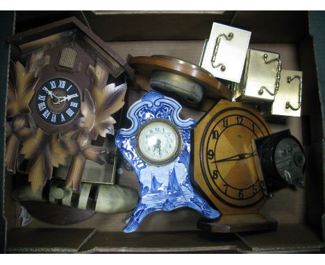 Hammond Art Deco Mantel Clock, cuckoo clock, Metamec and other clocks:- One Box