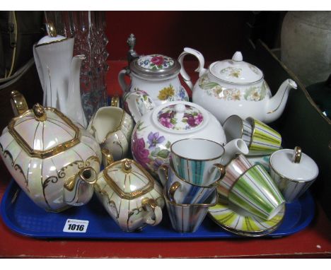 Sadler Lustre Three Piece Tea Set, Duchess 'Greensleeves' and other teapots, fliptop tankard continental coffee service, East