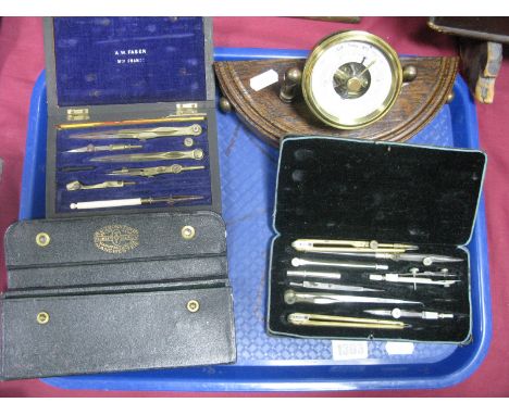 Aneroid Barometer 'Birmingham Precision Chasers' on Oak Demi Lune Base, geometry set in Faber of France rosewood case. Thornt