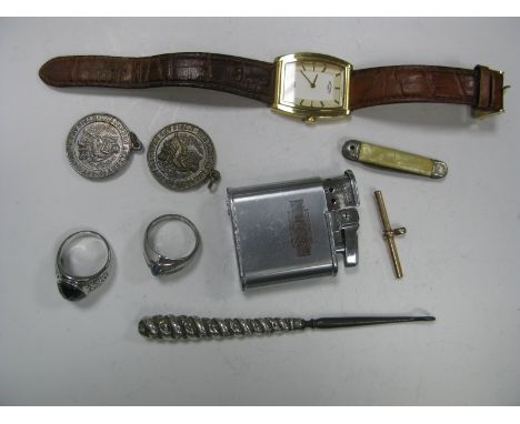 Rotary Gold Plated Cased Gent's Wristwatch, (Ref: 10697), Ronson lighter, gent's dress rings, "London Academy of Music and Dr