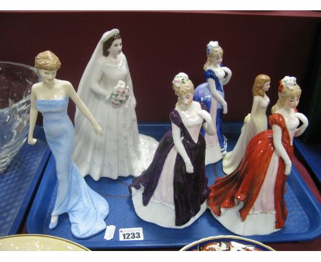 Royal Doulton 'Diane Princess of Wales' (2007); Doulton 'June: Pearl', Royal Worcester 'HM Queen Elizabeth II', and three Leo