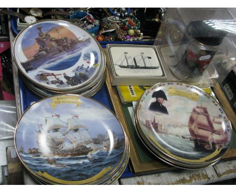 A Set of Four Ltd Edition Davenport 'Pride of The Fleet' Cabinet Plates, five Danbury Mint 'Nelson's Guest Battles' plates (a