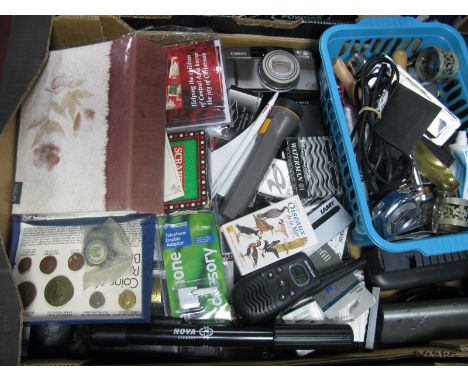 Canon Camera, Roman coin replicas, torch, ink refills, tools, cards etc, One Box