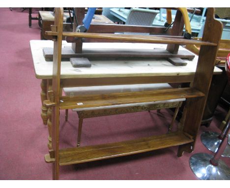 A Hardwood Three Shelf Plate Rack.