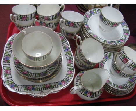 A Paragon China Tea Service, decorated with rose's:- One Tray