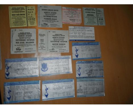 Tottenham Testimonial Football Ticket Collection: Includes Gilzean, Beal unused, Knowles, Nicholson, Greaves, Perryman, Mabbu