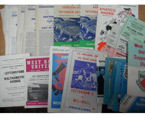 Football Programme With Tottenham + More: Near complete 60/61 homes with FA Cup Finals for 61 + 62 and 63 ECWC Final. Large a