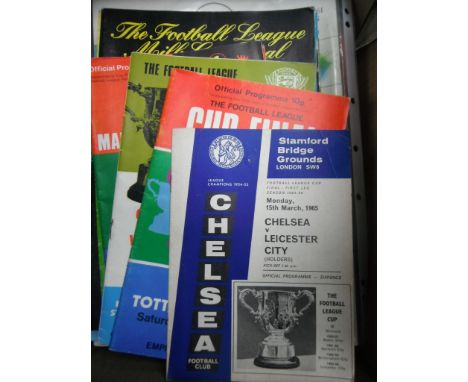 League Cup Final Football Programmes: 1965 Chelsea v Leicester, then a complete run from 1967 to 1992 including all replays. 