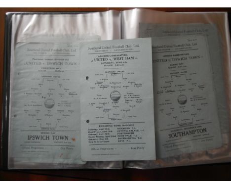 Southend United 45/46 Home 1st Team + Reserve Football Programmes: Superb collection of single sheets including Reserves in t