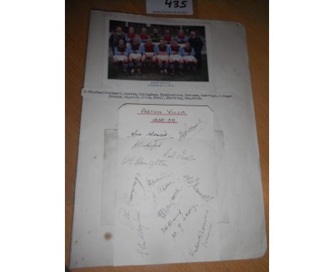 Aston Villa 38/39 Signed Football Autograph Book Page: Includes from the then current division 2 champions Broome, Haycock, C