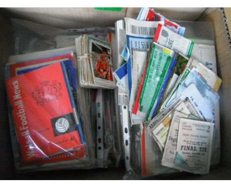 Football Memorabilia Box: Bargain box as contents are faulty. Includes 50 tickets, 25 x 1950s programmes and nearly 200 from 