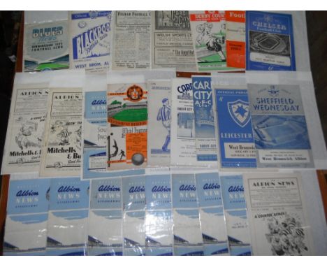 West Brom Early 1950s Football Programmes: 13 aways up to 55/56 including 47/48 Cardiff. Plus homes 50/51 Arsenal Derby + 11 